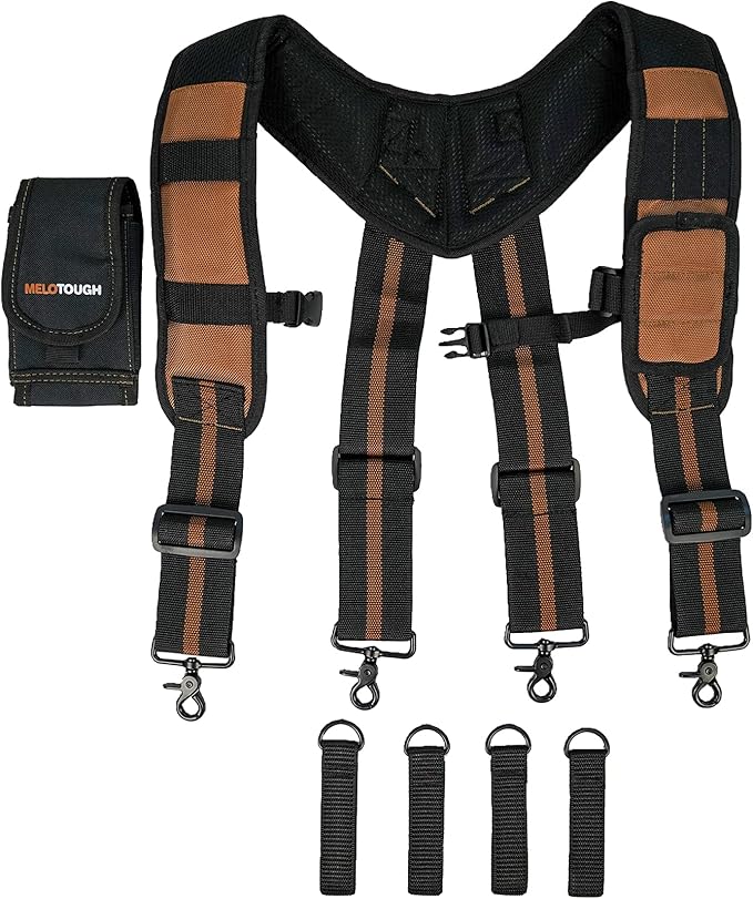 MELOTOUGH Magnetic Tool Belt Suspenders with Magnetic WristBand for Work Belt Padded Suspenders Constrcution