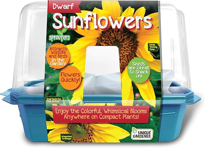 Grow Your Own Sunflower Plants, Indoor Plant Seeds Kit for Gardening Enthusiasts, Includes Everything Needed to Grow Live Happy and Cheerful Flowers, Just Add Water