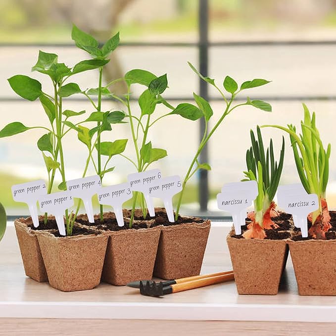 200pcs 4 Inch T-Type Plant Name Tags - Waterproof Plastic Garden Labels with Permanent Marking Pen
