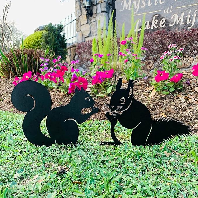 Realsteel, Metal Garden Sculptures & Statues, Yard Art, Flowerbed Decoration, Outdoor Decor, Animal Stake Pack