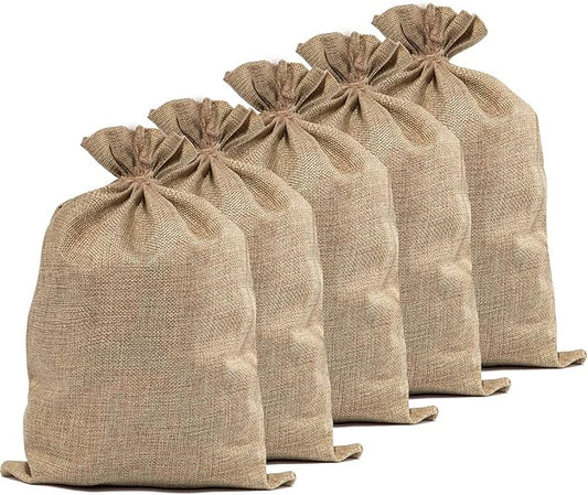 5PCS Large Burlap Bags- 20x30 Inch Natural Jute Burlap Sacks, Reusable Plant Grow Bags Root Vegetable Holders, Strong Potato Sacks for Gardening Planting Food Storage