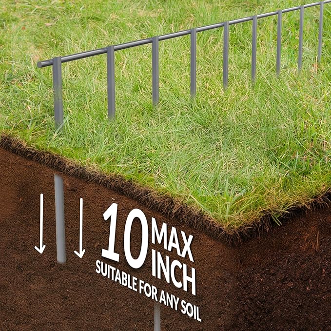 Dig Defence Original Animal Barrier Fence - Large Decorative Garden Fence, Outdoor No Dig Fence for Dogs and Rabbits, Yard and Patio - 32”(L) x 10”(H), 6 Pack