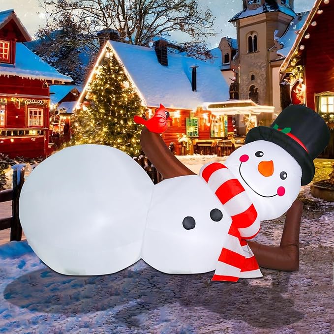 WONDER GARDEN 9.84 FT Christmas Inflatable Outdoor Decorations Christmas Snowman Blow Up Yard Decorations with LED Lights for Xmas Holiday Party Garden Patio Lawn Decor