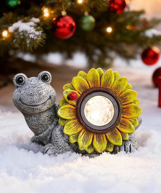 Solar Turtle Sunflower Light Garden Decor, Outdoor Statue Ornaments for Home Yard Lawn,Unique Gifts for Women Grandma Mom(Grey)