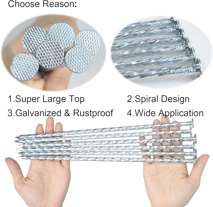 12 Inch Galvanized Landscape Stakes Metal Landscape Edging Anchoring Spikes, Landscape Anchoring Stake for Artificial Turf, Paver Edging, Weed Barrier, Tent, Camping, Carpentry (15)