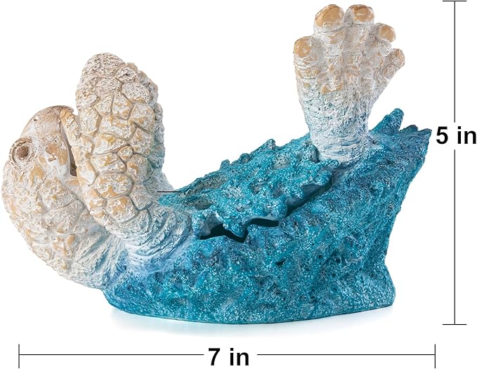 VVGIFTS Sea Turtle Decorative, Figurine Sea Turtle Wine Bottle Holder, Coral Reef Design Coastal Beach Decor, Resin Statue for Home Desk Tabletop, Ornament Gift Decorations (Aqua Blue)