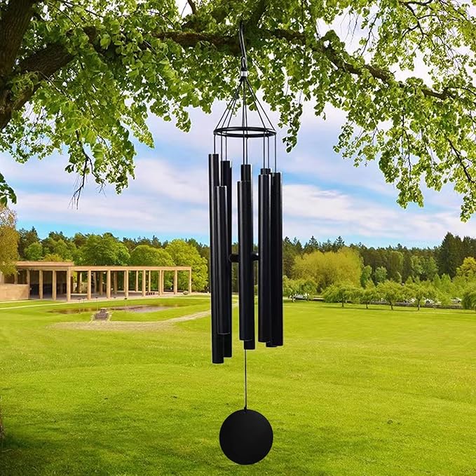 Large Wind Chimes Outdoors Deep Tone, in Memory of Loved One Wind Chimes for Outside,Sympathy Chimes Gifts for Mother/Father,Prime/Clearance Memorial Chimes, Metal Chimes Outdoors Garden Décor(Black)