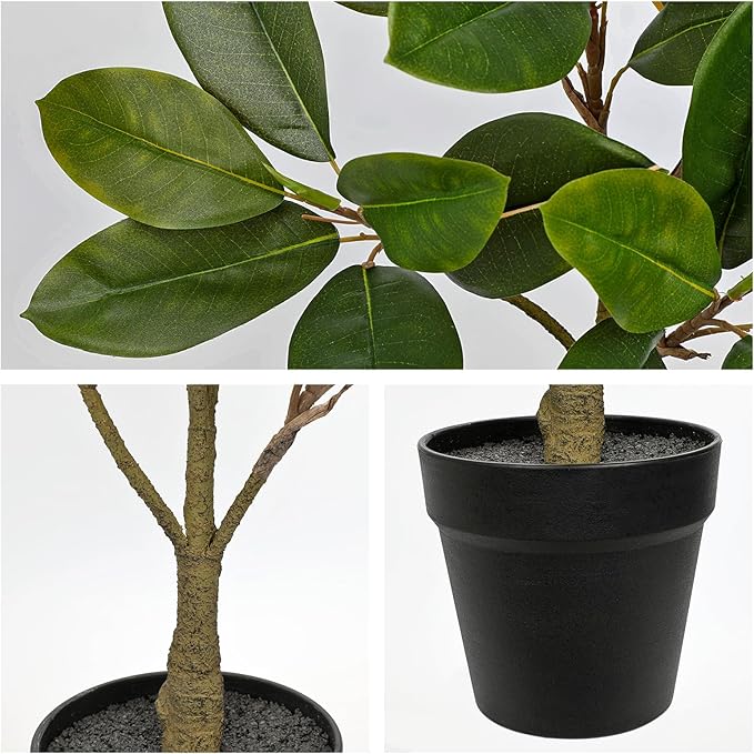 Briful Artificial Magnolia Tree in Black Pot – 26.3in Tall Faux Magnolia Greenery Plant Fake Potted Silk Tree for Home Office Room Kitchen Outdoor Porch Décor