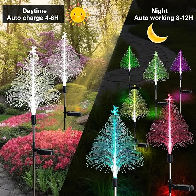 Outdoor Christmas Decorations Solar Christmas Tree Lights Waterproof Jellyfish Lights 2 Pack Solar Garden Lights Outdoor Lights Best Decor for Garden Yard Christmas Holiday Party