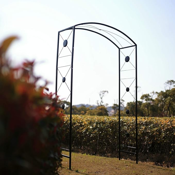 Steel Garden Arch, 7'6" High x 4'7" Wide, Garden Arbor for Various Climbing Plant, Outdoor Garden Lawn Backyard