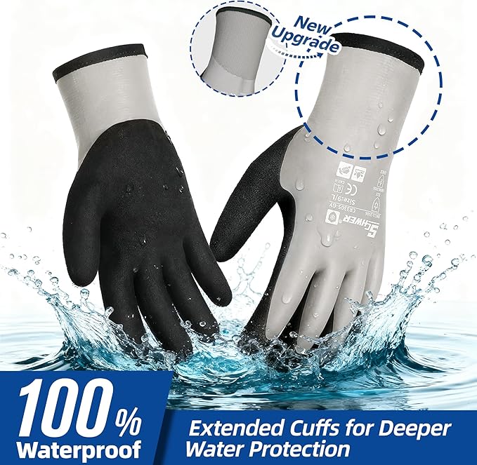 Schwer 2 Pairs 100% Waterproof Winter Work Gloves, ANSI A2 Cut Resistant Freezer Gloves for Outdoor Cold Weather Keep Hands Warm, Enhanced Warmth & Durability, for Shoveling Snow, Ice Fishing, L