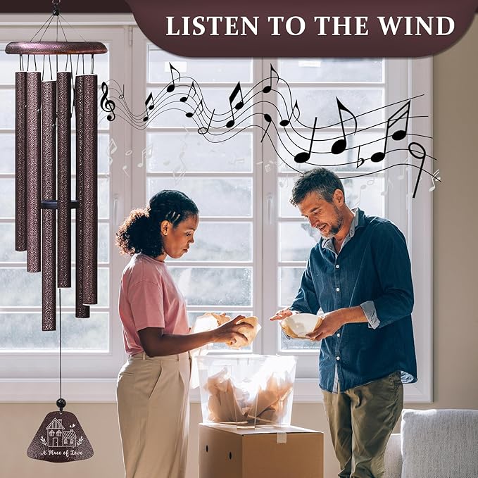 Housewarming Gifts for New Home, Home Sweet Home Gifts 32" Wind Chimes for Outside, Best Homeowner Moving Away Gift for Homewarming, New Apartment House Warming Ideas for Couple Windchimes