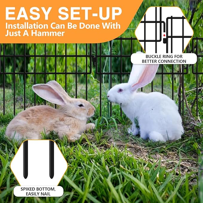 KYATE 15ft(L) x 13in(H) Animal Barrier Fence, 15 Panels No Dig Garden Fences for Dog Rabbit, Rustproof Anti Digging Barriers, Gardening Edging Border Ground Defense for Outdoor Yard Patio