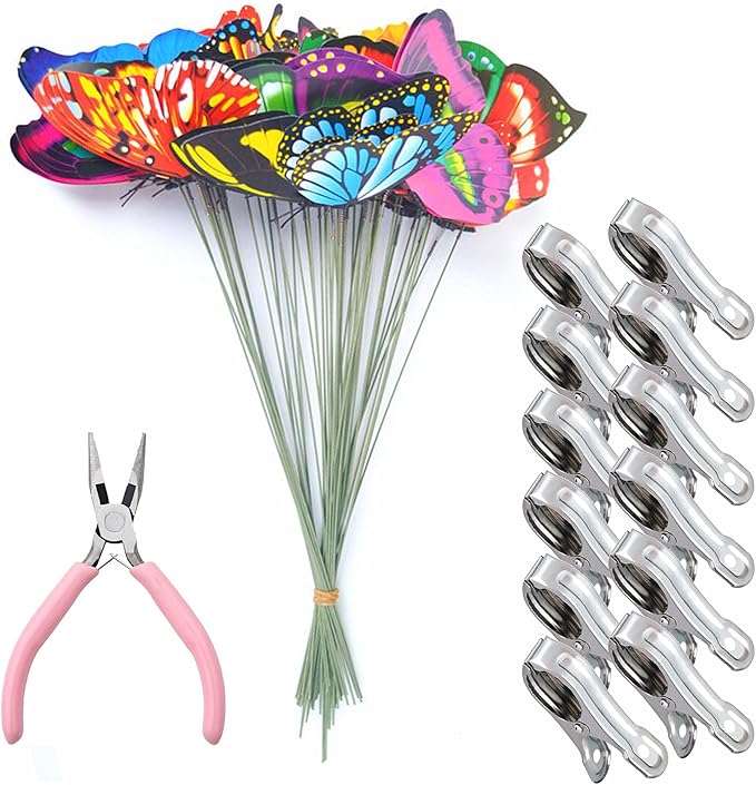 Kleeblatt Butterfly Clip 12pcs - Hair Accessories, Garden Decor, and Outdoor Decorative Stakes - Ideal for Garden & Patio Enhancement
