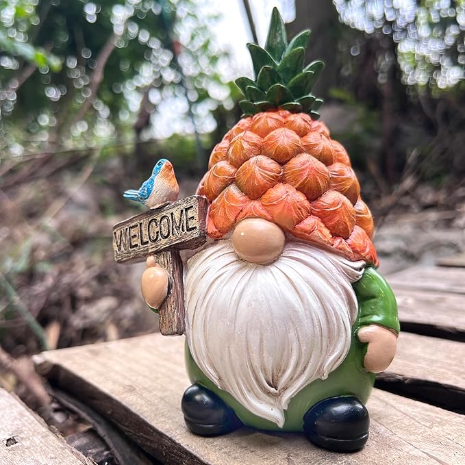 Pineapple Gnome Garden Gnomes Outdoor Gnome with Pineapple Decor for Home Yard Garden Patio Lawn Statue Decorations Gifts for Women