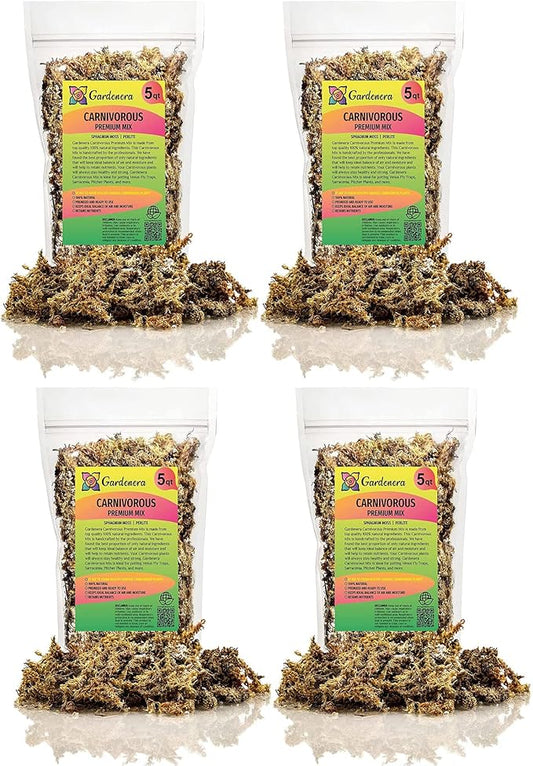 Gardenera Sphagnum Moss Potting Mix for Carnivorous Plants, Moss and Perlite Blend for Potting Venus Fly Traps, Sarracenia, Pitcher Plants - Sphagnum Moss & Perlite - Made in USA - 20 Quart