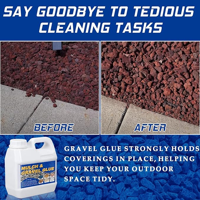 Mulch and Rock Glue for Landscaping, Fast Drying Lockdown Sticky Rock Glue, Reliable and Non-Toxic Gravel Binder for Rocks, and Pea Gravel, Lasts up to 12-24 Months
