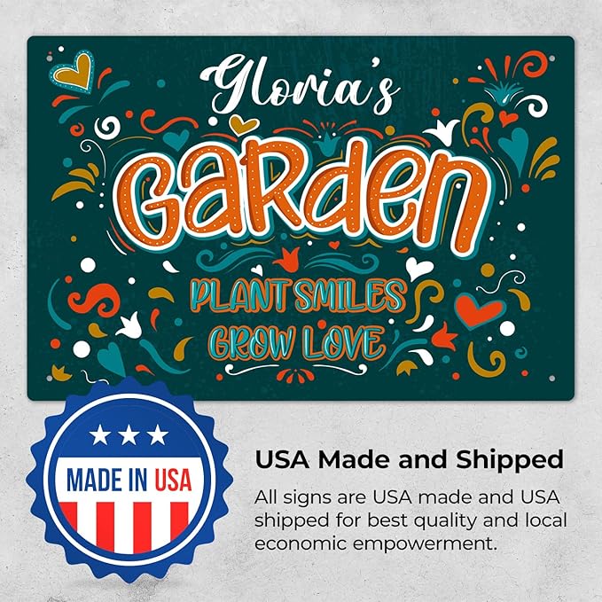 Custom Garden Signs, Personalized Sign For Garden, For Christmas, Mom, Her Or Girlfriend Sign, 12x18 Inches, Rust Free .063 Aluminum, Fade Resistant, Made in USA by Sigo Signs