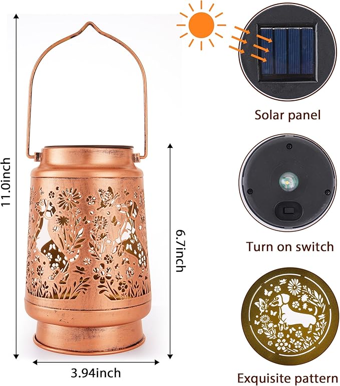 Dachshund Solar Lanterns Outdoor Waterproof - Decorative Hanging Solar Lights for Garden Patio, Gifts for Women, Men, Dog Lovers, Yard Table Lawn Porch Pathway Decor