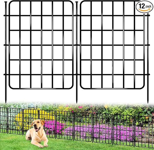 13ft x 17in Garden Fence Animal Barrier, 12 Panels No Dig Fence Border, Rustproof Metal Decorative Garden Fence with Ground Stake, Flower Bed Edging Border for Dog, Rabbit, Outdoor Yard Patio Decor