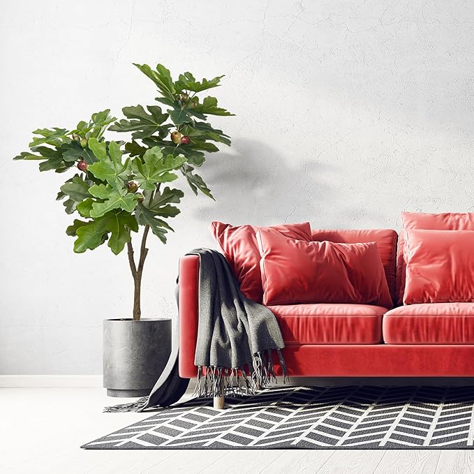 Faux Trees Indoor Living Room Plant Decor Artificial Plants Outdoor Home Decor Fake Tree Office Decor Fiddle Leaf Fig Tree Tall Fake Plant Artificial Greenery 3.9ft Faux Plants Indoor