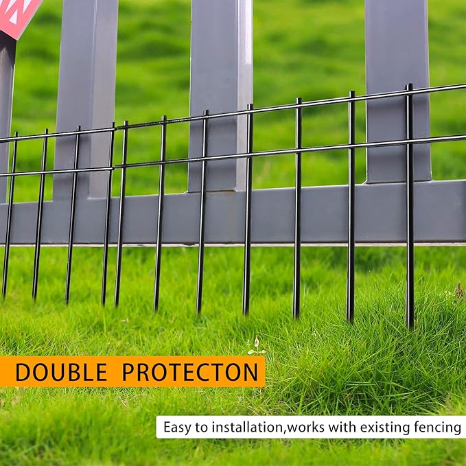 Adavin No Dig Fence Animal Barrier Fence,15 Pack 20 in(L) X10 in(H) Underground Garden Fencing with 2 in Spike Spacing Dog Fences for The Yard Metal Fence Ground Stakes for Outdoor Patio.Total 25 Ft