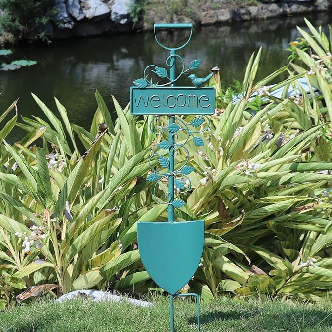 Metal Garden Stakes, Garden Stakes Decorative,Outdoor Welcome Sign for Patio Garden Decor.
