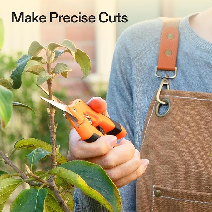VIVOSUN 2-Pack 6.5 Inch Gardening Scissors Hand Pruner Pruning Shear with Straight Stainless Steel Blades Orange