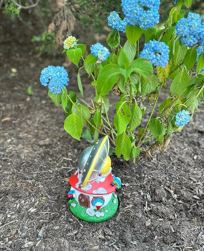 Gnometastic Gnomes UFO Alien Gnome Statue, Funny Garden Gnomes Outdoor Decorations for Yard Patio Lawn Funny UFO Alien Decor and Fairy Garden Accessories, 8.85in UFO Gnome Crash Landing
