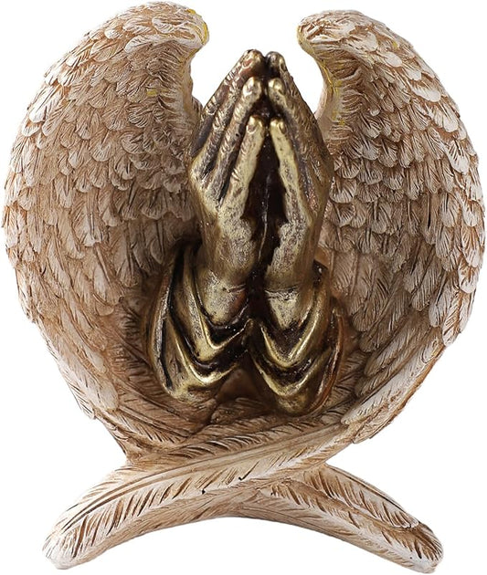 TALPGOD Angel Wings with Praying Hands Statue,Angel Statues for Home Decor,Guardian Angel Figurines for Catholic Decor,Garden Angels Outdoor Statue,Catholic Statues Angel Gifts for Women
