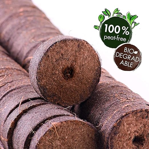 Coco Coir Seed Starter Pellets: 125 Coconut Coir Plugs for Growing Plants - Peat Free Seedling Soil - Seed Starter Kit with Potting Soil Pellets - Gardening Supplies from OwnGrown