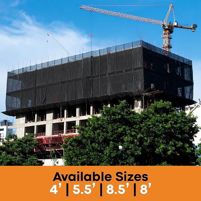 Xpose Safety Construction Safety Debris Netting - Temporary Material Roll, Mesh Scaffold Net Enclosure, Visibility Barrier, Fencing Roll, Heavy Duty Fire Retardant (Black, 1/16" Mesh 4' x 150')