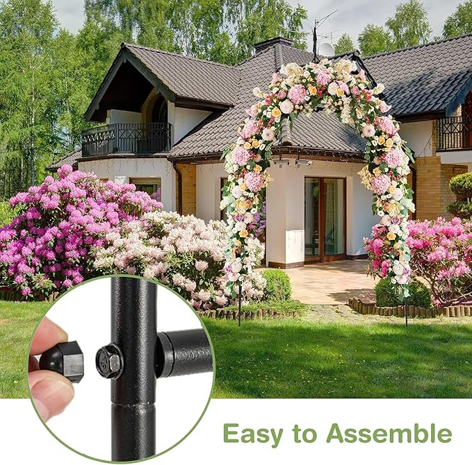 S AFSTAR 9.5 Ft Metal Arch, Outdoor Garden Arch for Various Climbing Plant Flower, Wedding Backdrop Stand Archway Arbor for Wedding Garden Party Ceremony Gothic Style Decoration, Easy-to-Assemble (1)