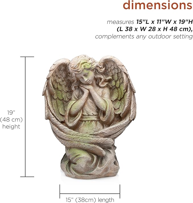 Alpine Corporation 19" Tall Old World Guardian Angel Outdoor Garden Statue