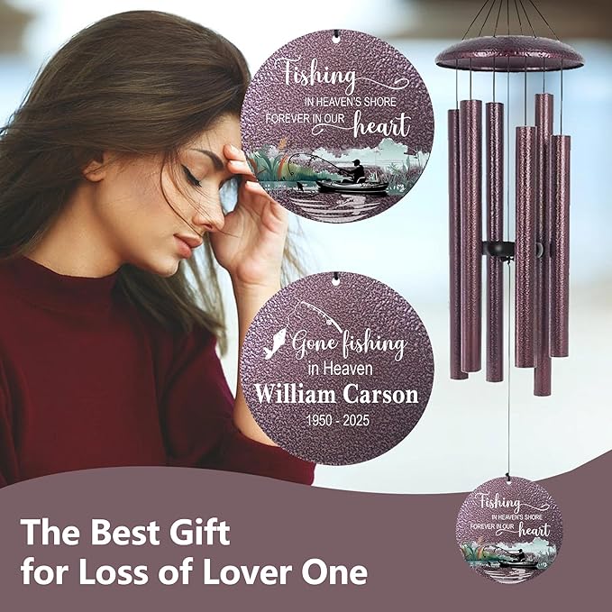 ASTARIN Memorial Wind Chimes Personalized, Deep Tone Wind Chimes for Loss of Loved One, Sympathy Gifts for Loss Mom/Dad/Sister, Outdoor Windchime for Memory Bereavement Condolence