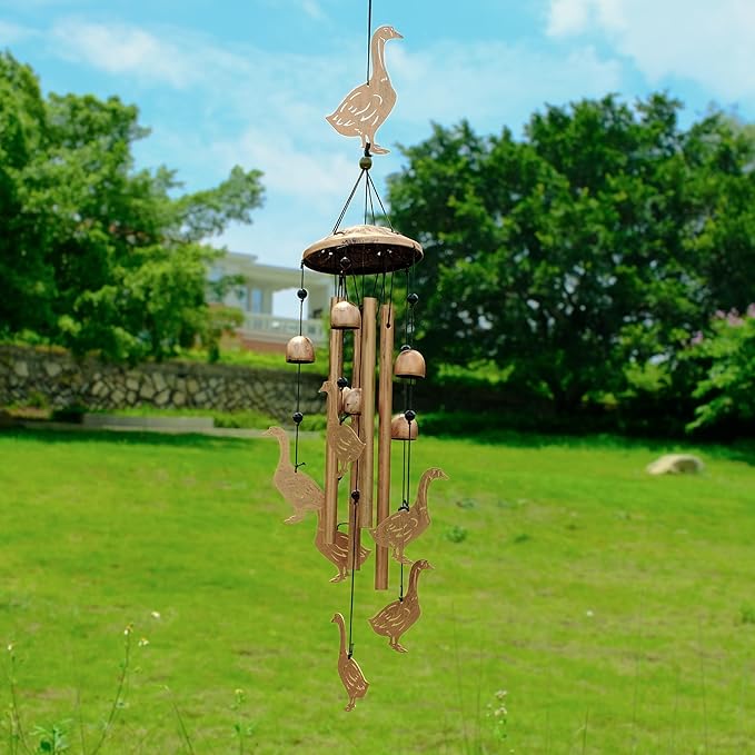 Goose Wind Chimes for Outside, Metal Windchimes Outdoors, Goose Gifts for Women/Men, Memorial/Birthday Gifts, Garden Decor for Outside, Patio or Yard, Durable Chimes for Outdoors