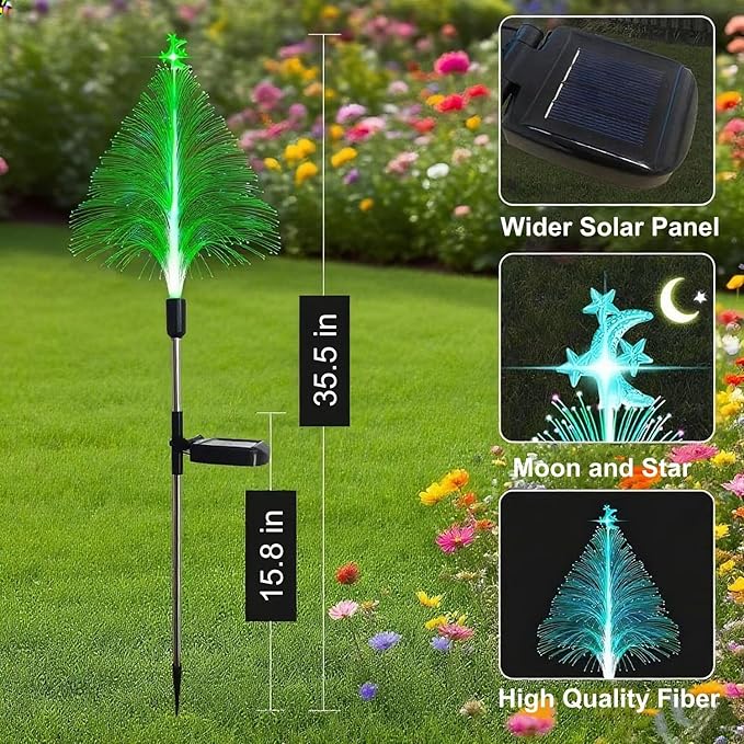Outdoor Christmas Decorations Solar Christmas Tree Lights Waterproof Jellyfish Lights 2 Pack Solar Garden Lights Outdoor Lights Best Decor for Garden Yard Christmas Holiday Party