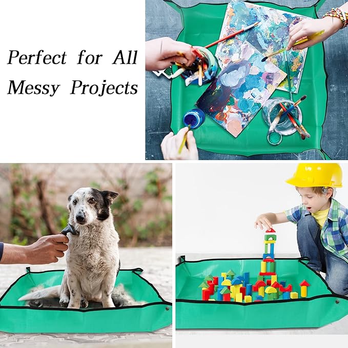 Azureblue Plant Repotting Mat for Indoor Plants Potting Soil Mix, Waterproof Plant Repotting Tray, Potting Mat Gardening Tray for Indoor Potting Succulents Cactus Orchid Pots (26.8" x 26.8")