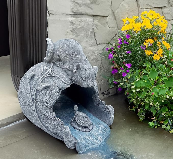 Cat Sculpture Gutter Extension Downspout Decorative, Outdoor Garden Animal Statue Decor, 3"x4" Gutter Downspout Splash Block, Gutter Diverter Rain, Gutter Extender Diverter Ornament