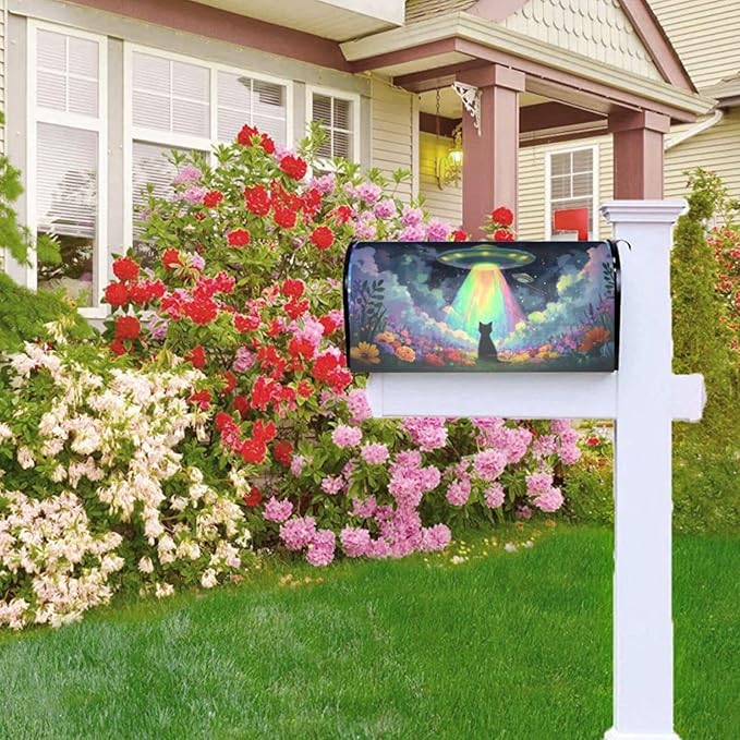 Funny Cat Mailbox Covers Magnetic Letterbox Covers 21x18 Inch for Garden Outdoor Decoration