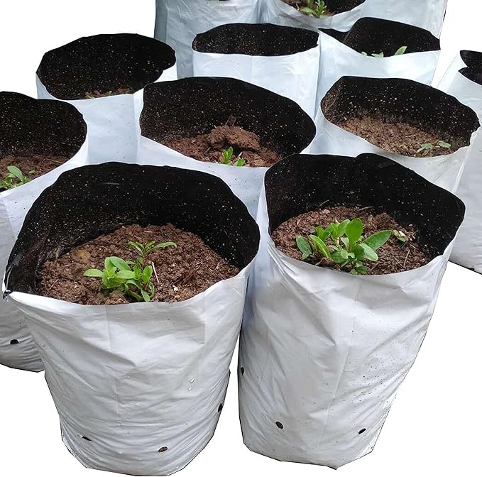 HFS(R Poly Grow Bag Planters Panda Film Black and White for Nursery Horticulture 5 Gallon - 25 PC