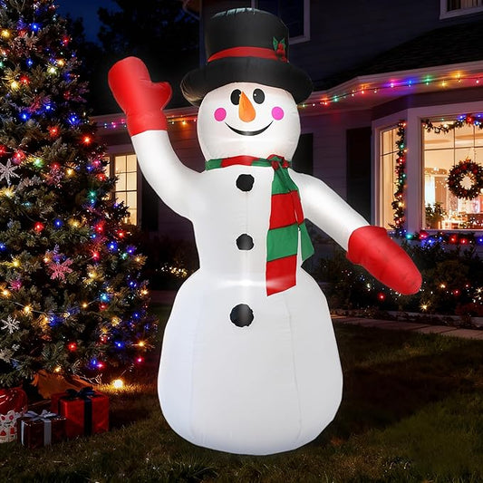 DearSun 8FT H Christmas Inflatable Gentleman Snowman with Build-in LED Lights, Blow up Snowman Inflatable Outdoor Decorations Large Party Yard Decoration
