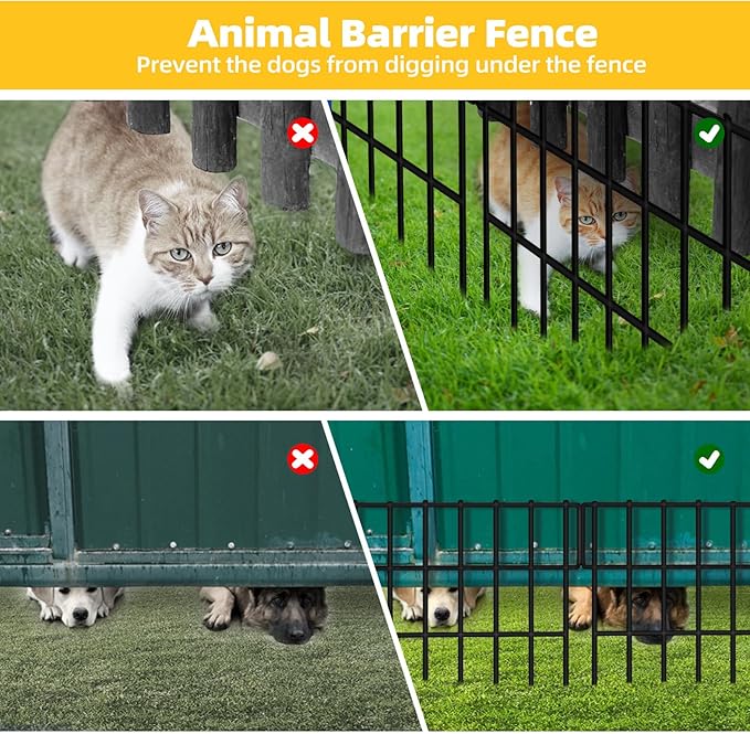 30 Panels Garden Fence Animal Barrier, Animal Barrier Fences No Dig Fence, 42.5ft(L) x 13in(H) Dog Fencing Rabbit Fences, 1.5in Spike Spacing Rustproof Metal Fences Border for Outdoor Yard