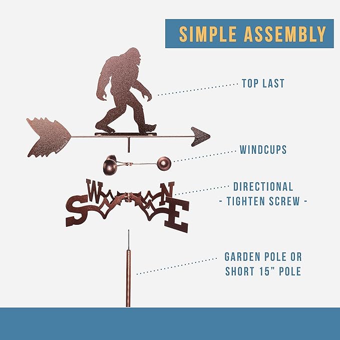 SWEN Products Bigfoot Sasquatch Weathervane (Roof Mount Included)
