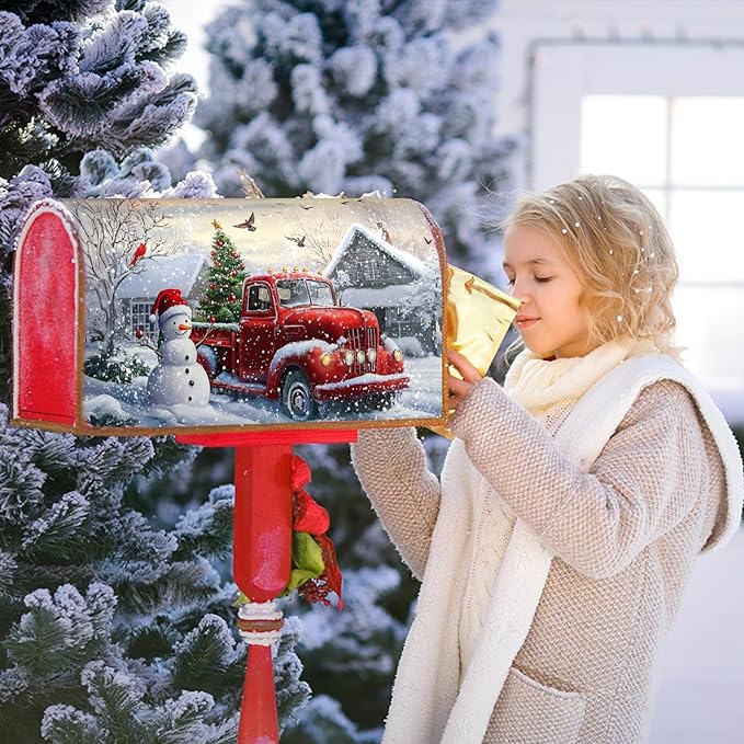 Winter Magnetic Mailbox Cover Snowman Snowflakes Mailbox Cover Magnetic Standard Size 18 X 21 Inch Christmas Mailbox Post Cover Mailbox Wraps Mailbox Decor for Home Garden Outdoor Yard