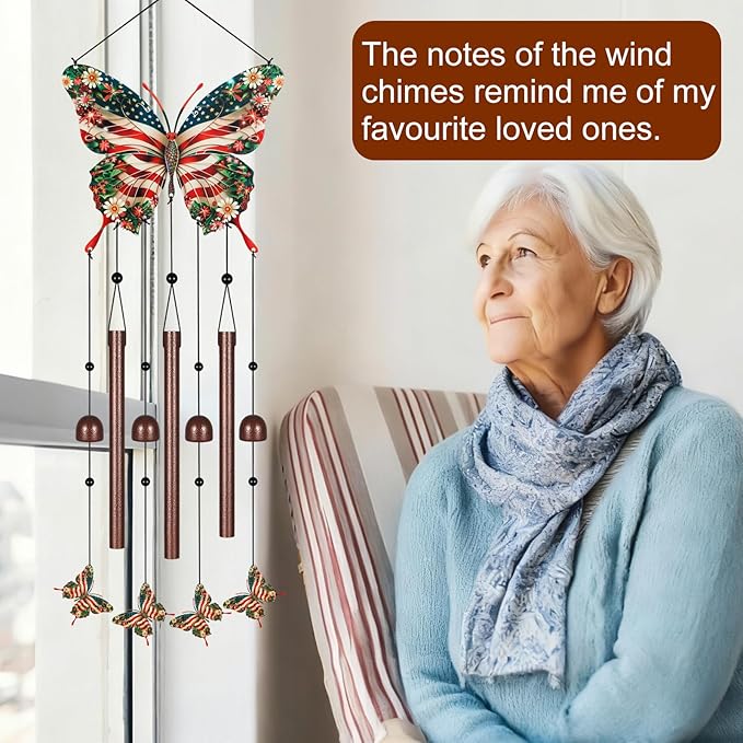Metal Colorful Butterfly Wind Chimes for Outside to Create a Zen Atmosphere Suitable for Outdoor Garden Patio Home Decor,Melodious Melodic Tones Suitable as A Birthday for Women Mom