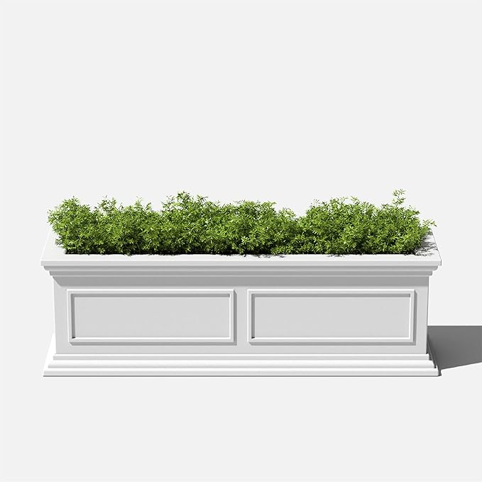 Veradek Brixton Window Box Plastic Planter - Large Rectangular Planter for Outdoor Balcony/Windowsill | Crack-Resistant All-Weather | Classic Estate Design for Flowers, Herbs, Succulents