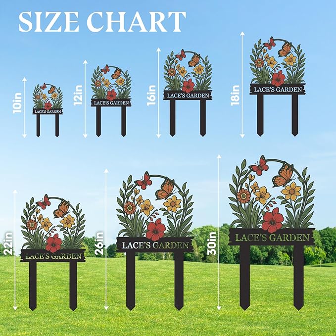 Personalized Garden Signs, Colorful Butterfly Garden Decor for Outside, Decorative Yard Stakes, Metal Yard Art, Patio Decor, Custom Last Name Sign, Lawn Art, Housewarming Gifts Color10