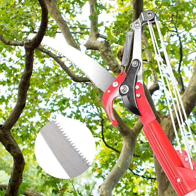 14 Inch Tree Pruner Pole Saw without Pole, 4 Wheels Sharp Tree Pruning Shear, Fruit Picker Harvester Pole Saw Tree Trimmer Clipper Trimming Tool