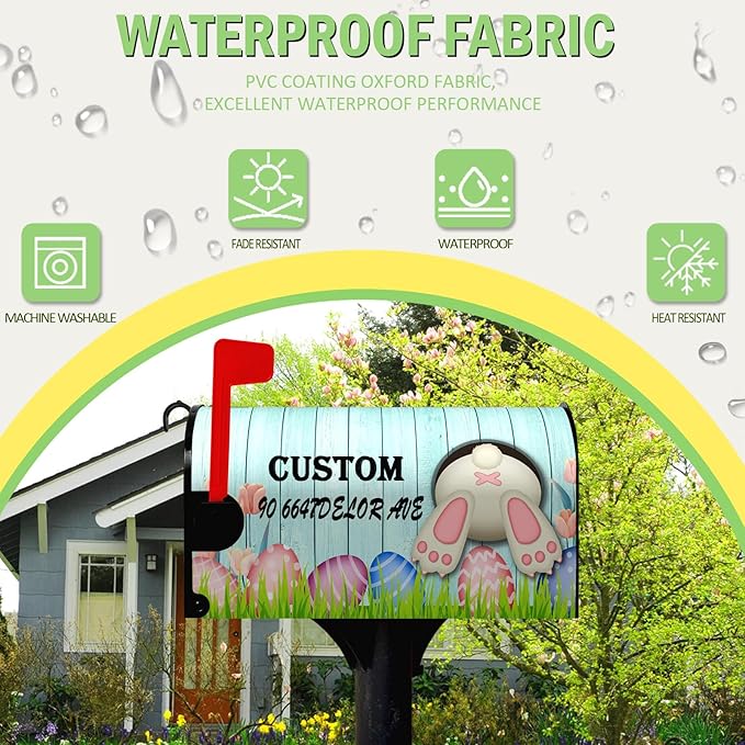 Personalized Mailbox Covers Magnetic Custom Seasonal Waterproof Mailbox Wraps Add Photo Picture Name Text Logo Unique Customized Post Letter Box Cover for Festival Holiday Decor 21 * 18 Inch